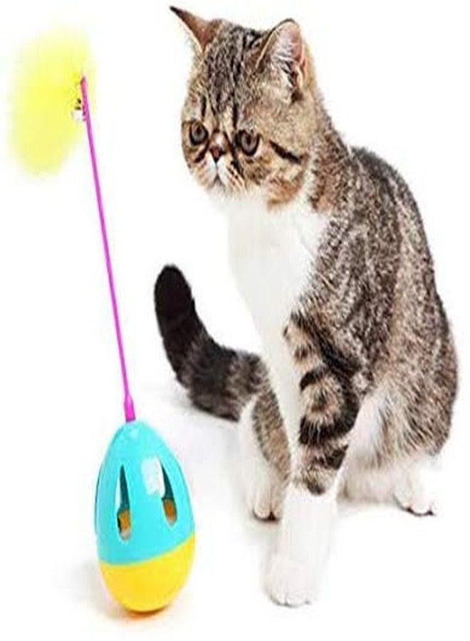THE DDS STORE Cat Toy Interactive Rolly Polly Tumbler with Feather Toy & Treat Despensing Toy Feather Toy (Color May Vary) - Image 3